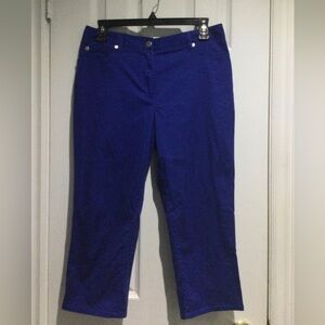 Peter Nygard Royal Blue Cotton Cropped Pants